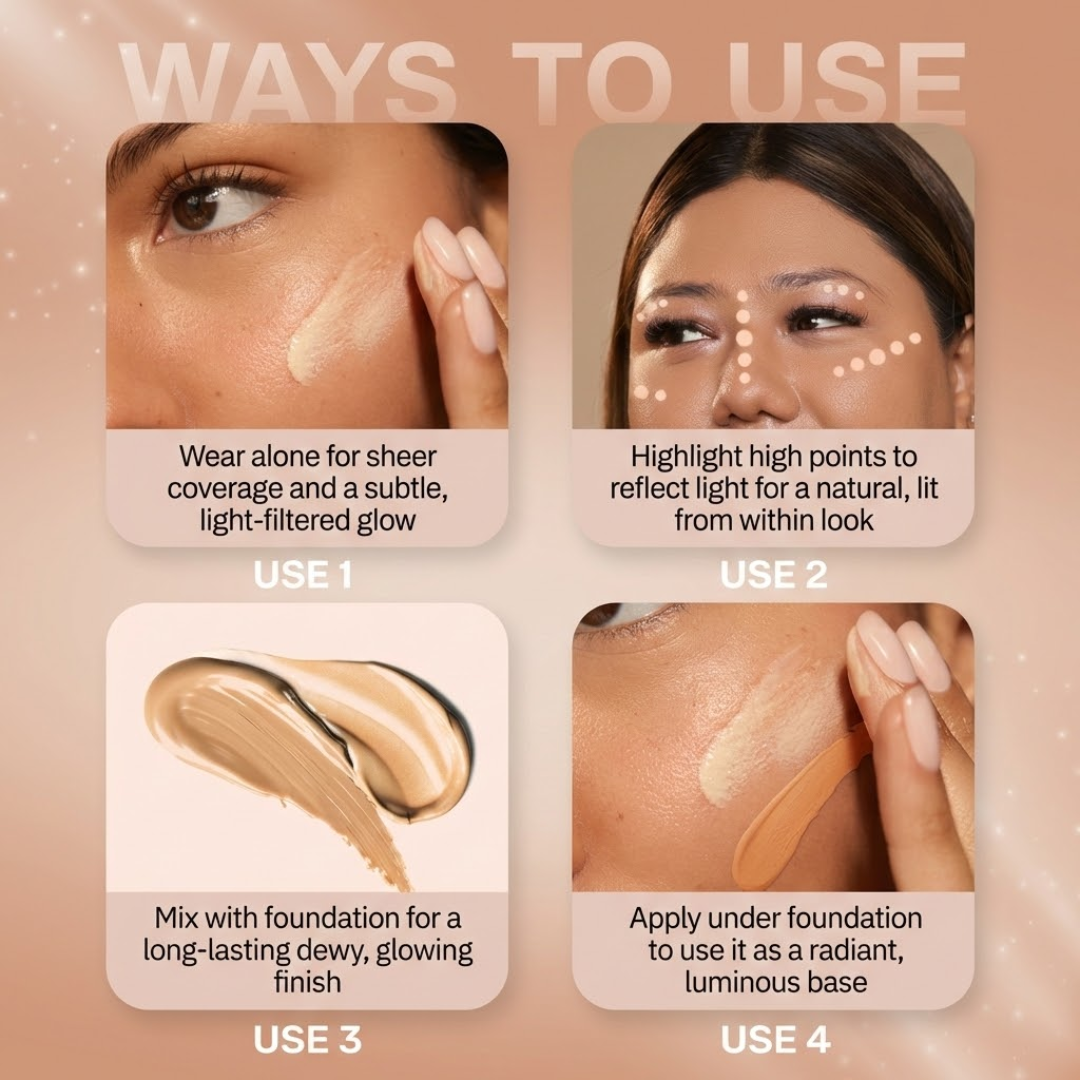 Flawless Glow Duo | MARS God’s Glow Illuminator + Full Coverage Foundation | All-Day Hydration & Glowy Finish