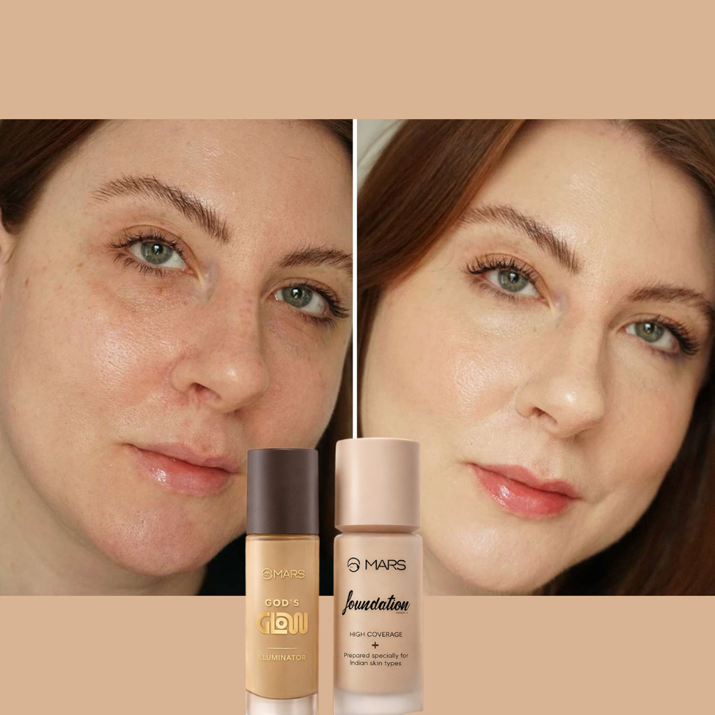 Flawless Glow Duo | MARS God’s Glow Illuminator + Full Coverage Foundation | All-Day Hydration & Glowy Finish