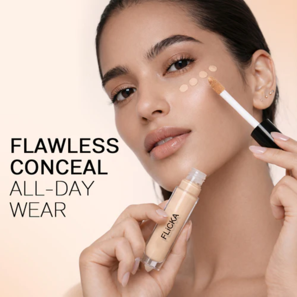 FLICKA Silk Touch & Blend & Shine Face Trio Deal | Hydrating Primer + SPF Foundation + Concealer