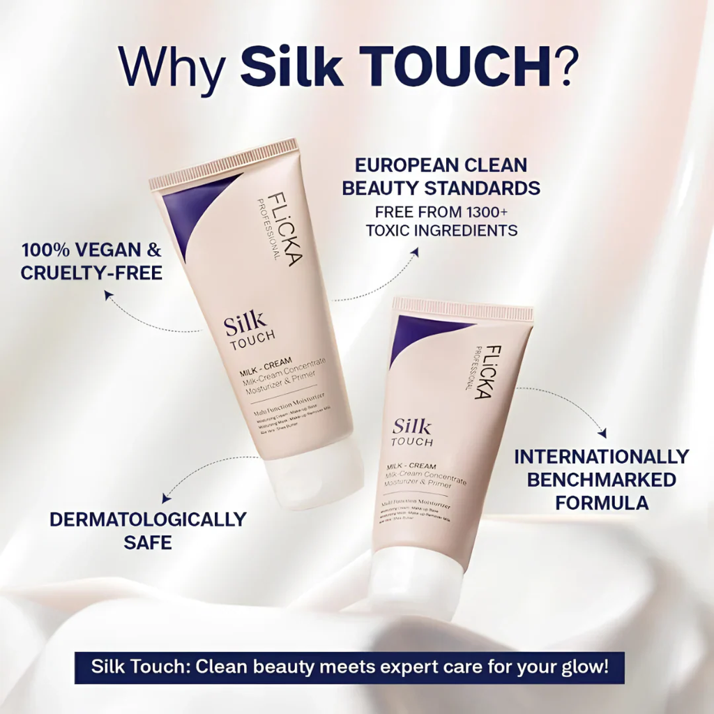 FLICKA Silk Touch & Blend & Shine Face Trio Deal | Hydrating Primer + SPF Foundation + Concealer